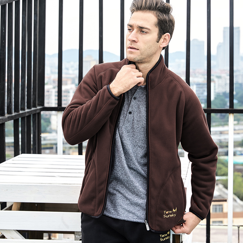 高寒两面穿保暖开衫加厚抓绒衣