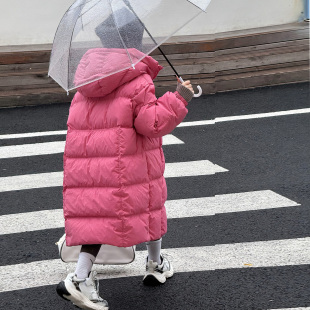 儿童中长款加厚羽绒服韩版新款女童中大童白鸭绒加厚连帽童装外套