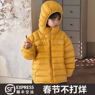 儿童轻薄款排骨羽绒服韩版男童女童中大童加厚连帽白鸭绒保暖外套