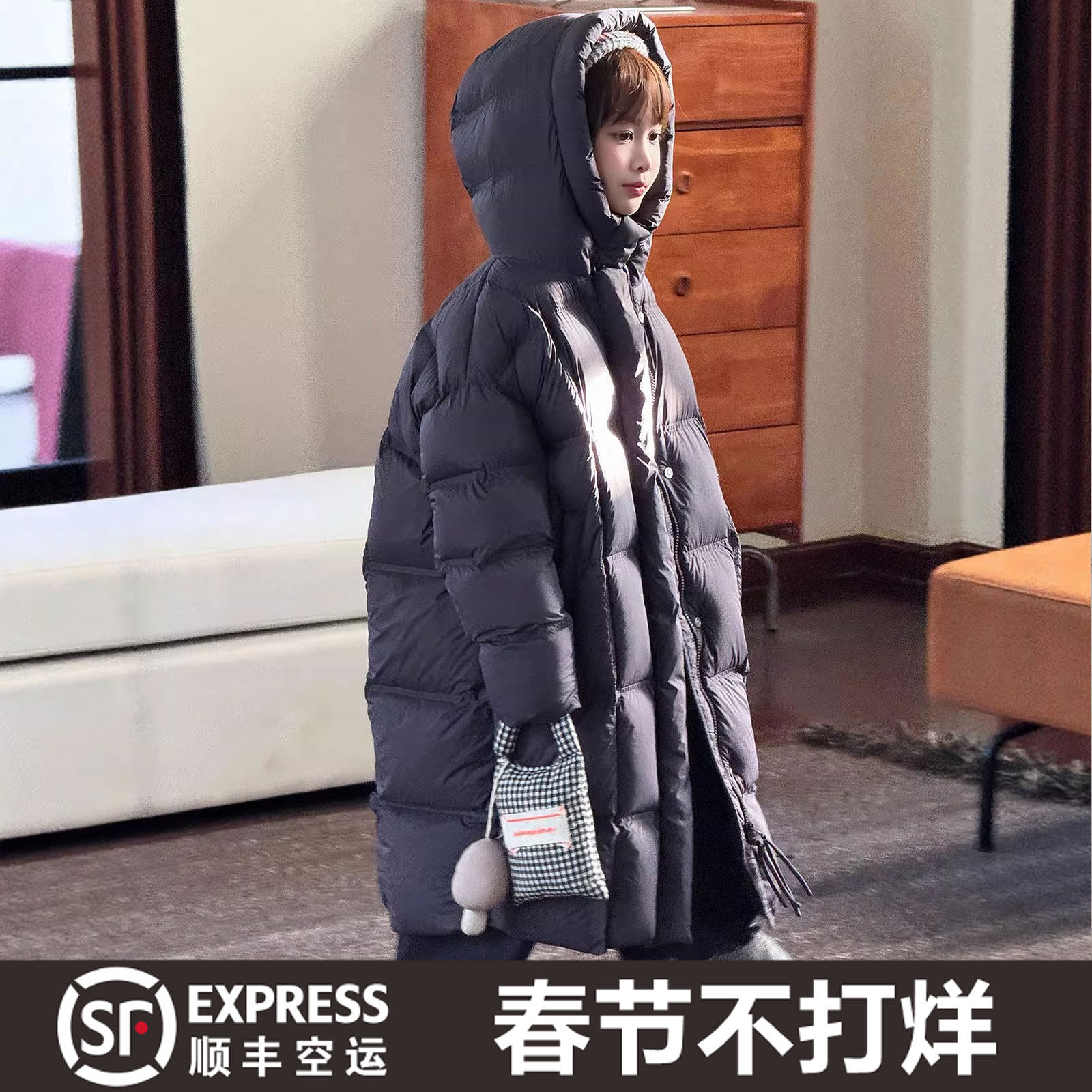 儿童长款羽绒服韩版2025新款女童中大童加厚连帽90白鸭绒保暖外套