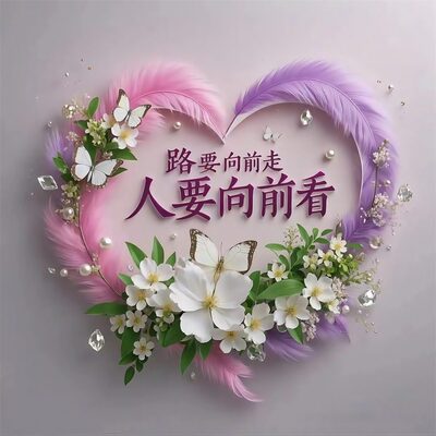 淡雅心形治愈海报人要向前看励志客厅卧室出租房墙面装饰贴画自粘