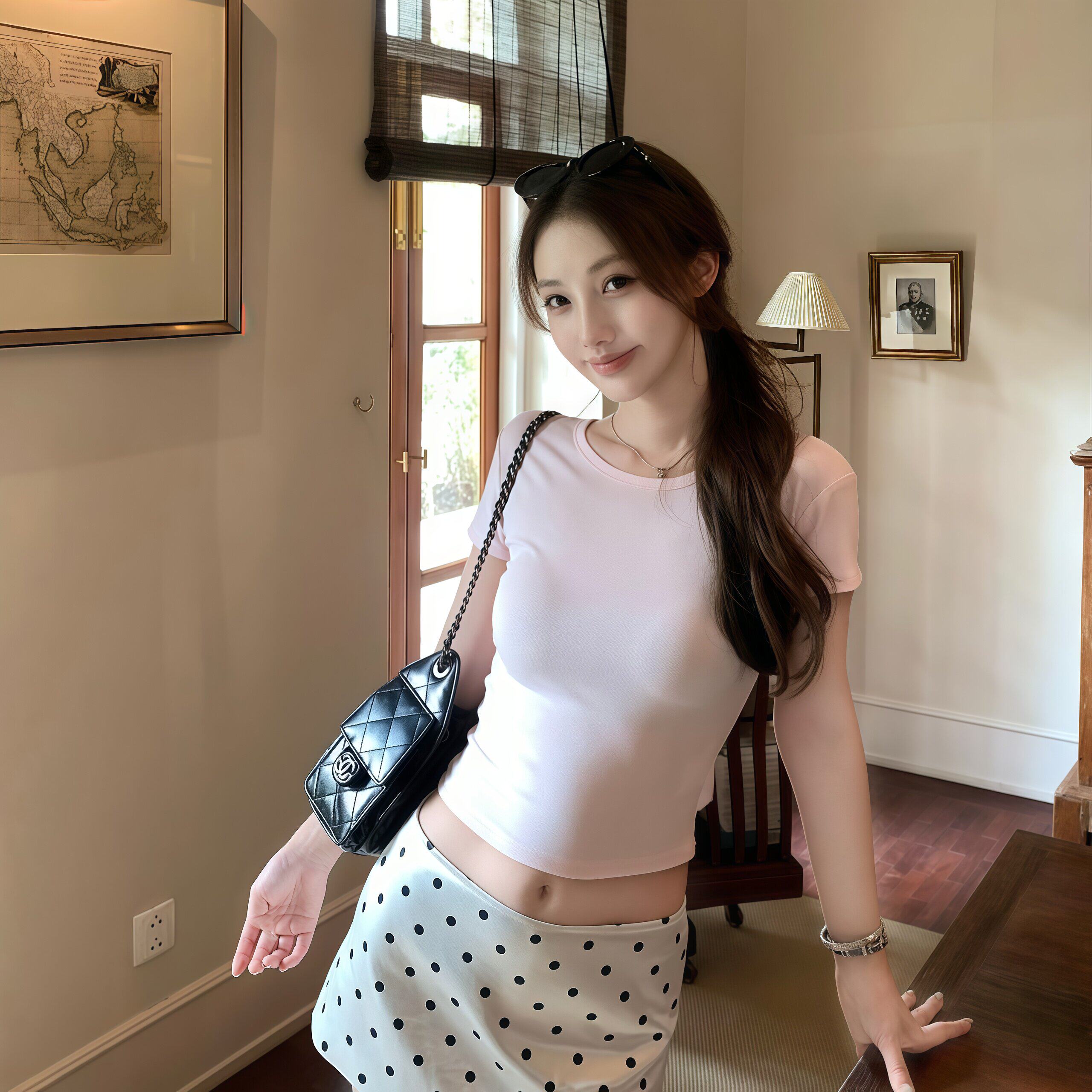 专柜高端蝴蝶结露背圆领正肩短袖T恤女夏季纯欲辣妹修身显瘦别致