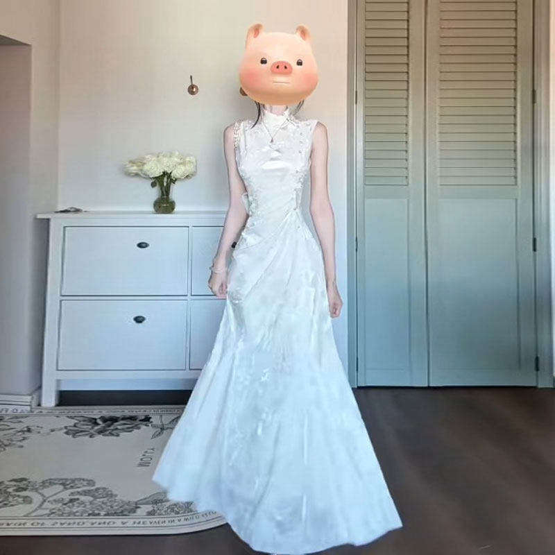 专柜高端新中式国风复古旗袍连衣裙温柔风气质高级感收腰包臀长裙