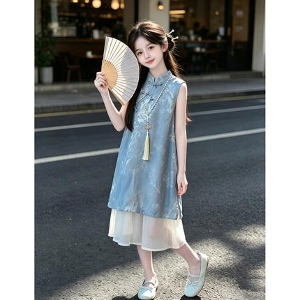 专柜高端汉服女童连衣裙夏季2026新款儿童旗袍裙国风新中式裙子大