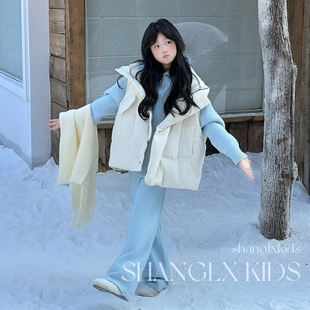 初中生女孩冬装套装女童羽绒马甲三件套儿童冬季穿搭一整套高级感