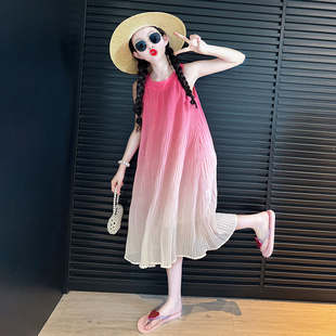 女大童度假風沙灘裙兒童夏裝 吊帶連衣裙 2025新款 海邊裙子女童夏季