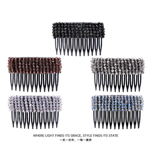 思礼韩国闪亮满钻倒插梳发夹高端后脑勺侧边碎发刘海发卡发饰