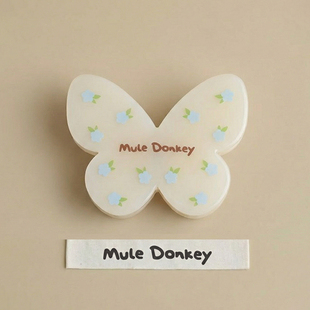 多嘴驴Donkey白色碎花蝴蝶发夹女发福蝶系列森系侧边后脑勺刘海夹