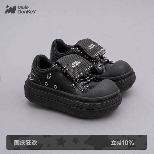 多嘴驴Donkey黑色厚底亚比板鞋女