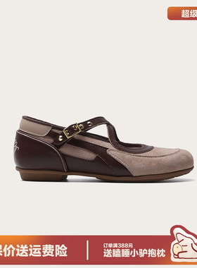 多嘴驴Donkey棕色浅口单鞋女款春季镂空复古芭蕾舞鞋软底玛丽珍鞋