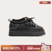 加绒加厚面包棉鞋 多嘴驴Donkey黑色雪地靴女冬季 新款 防滑保暖棉靴