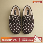 厚底毛毛鞋 增高棉鞋 加绒雪地靴 女冬季 多嘴驴Donkey复古波点勃肯鞋