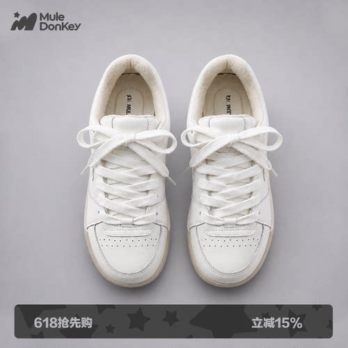 多嘴驴Donkey复古面包鞋小白鞋女