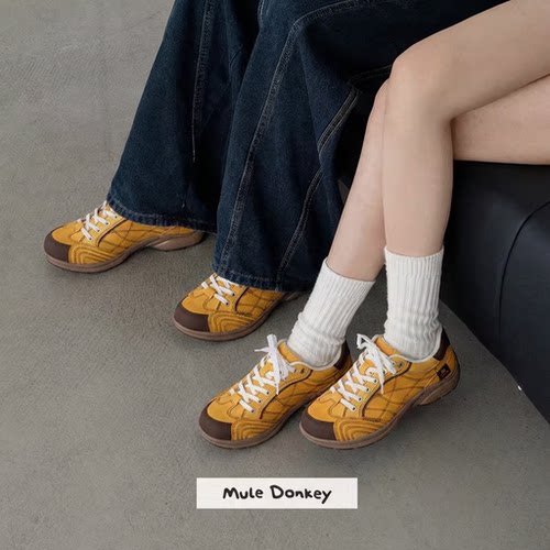 多嘴驴Donkey黄色德训鞋女运动鞋
