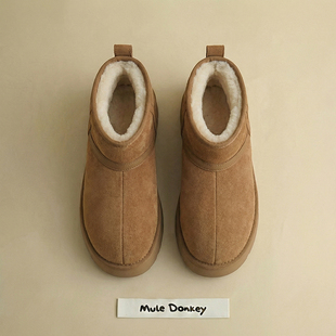 多嘴驴Donkey卡皮巴拉雪地靴女冬季厚底加绒防滑大头棉鞋保暖棉靴