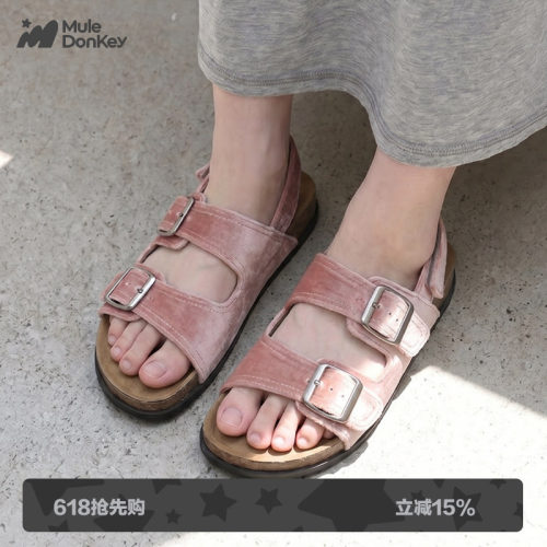 多嘴驴Donkey复古双扣带凉鞋