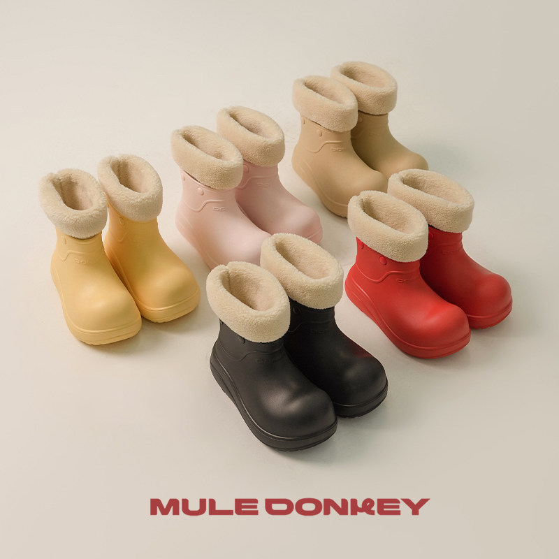 多嘴驴Donkey小丑鞋雪地靴女款冬季加绒厚底防滑短靴棉鞋保暖雨靴