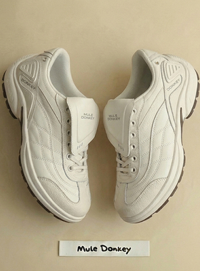 多嘴驴Donkey小白鞋女翻盖鞋舌赛车鞋薄底原创平底运动轻便德训鞋