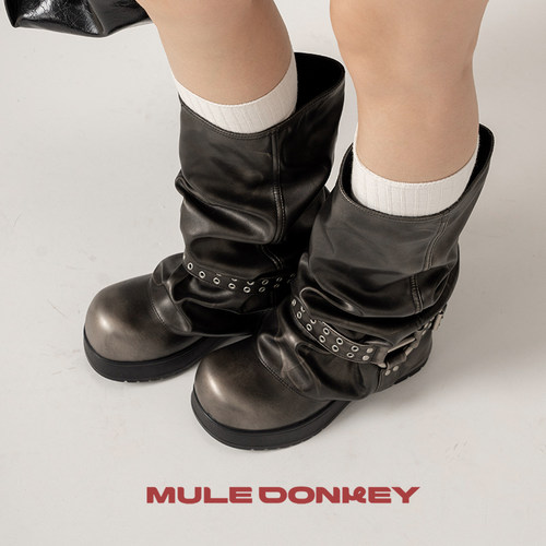 多嘴驴Donkey裤管靴褶皱堆堆靴