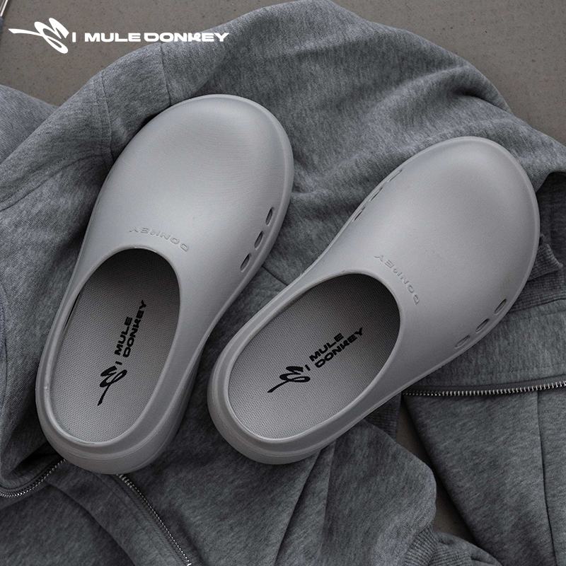 多嘴驴Donkey灰色户外包头厨师鞋