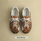 百搭反绒中古风原创德训鞋 多嘴驴Donkey复古薄底鞋 女豹纹平底鞋 男