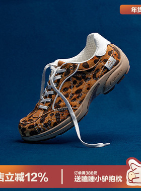 多嘴驴Donkey豹纹赛车鞋女冬季小众复古美拉德运动美式休闲德训鞋