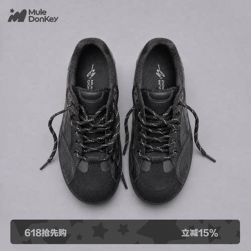 多嘴驴Donkey黑色休闲百搭德训鞋