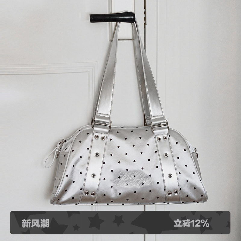 多嘴驴Donkey银色手提斜挎包女款图片