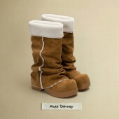 多嘴驴Donkey棕色堆堆靴女冬不过膝加绒保暖复古裤 管靴西部长筒靴