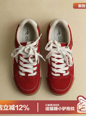 多嘴驴Donkey原创小众板鞋女小个子红色厚底帆布面包鞋增高休闲鞋