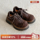 厚底增高小个子复古皮鞋 反绒春季 女款 多嘴驴Donkey棕色大头德比鞋