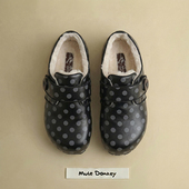 多嘴驴Donkey黑色波点勃肯鞋 百搭厚底增高单鞋 女冬季 外穿保暖棉鞋