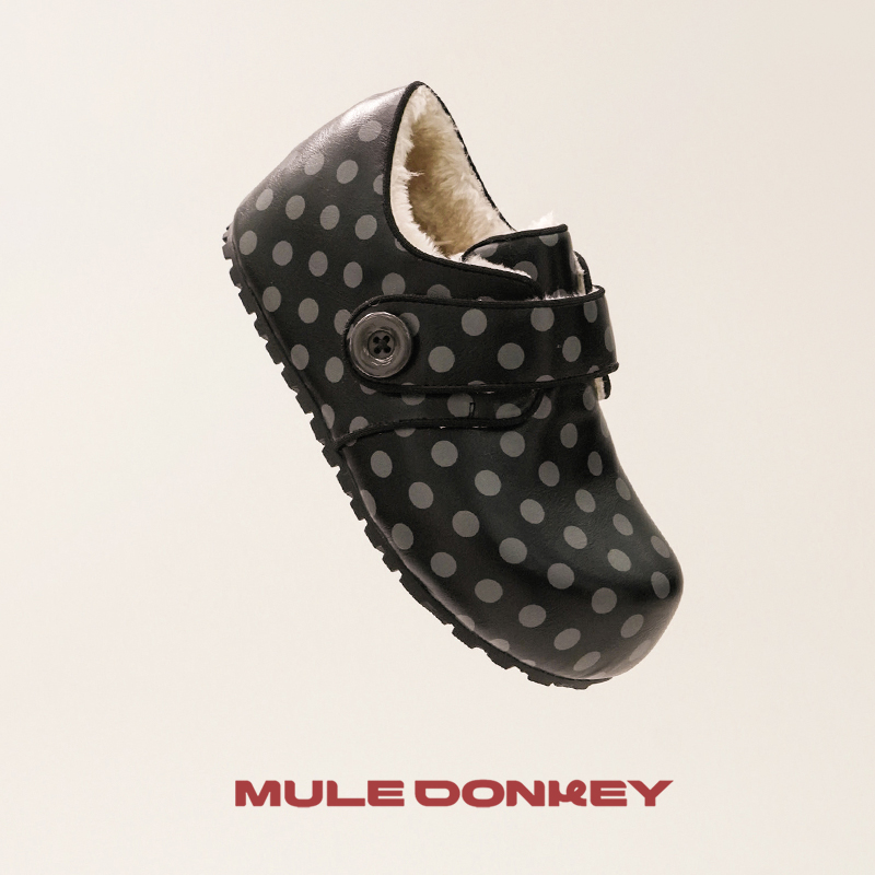 【12月1日开售】多嘴驴Donkey黑灰色加绒勃肯鞋女