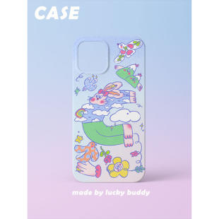 第2件半价/原创插画手机壳可爱兔子适用于苹果15promaxiPhone14plus13mini韩国二合一菲林亚克力磁吸华为