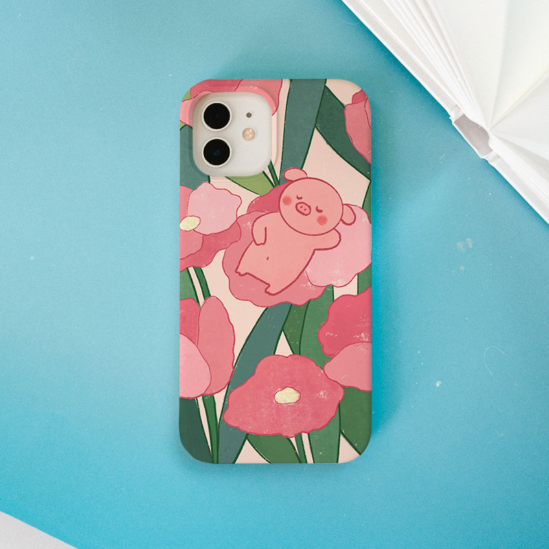 第2件半价/原创插画手机壳花花小猪猪适用于苹果15promaxiPhone14plus13mini韩国二合一菲林亚克力磁吸华为