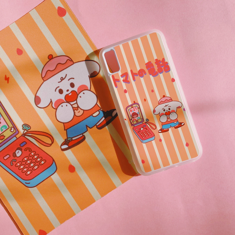 第2件半价/原创插画手机壳黄色条纹狗狗适用于苹果15promaxiPhone14plus13mini韩国二合一菲林亚克力磁吸华为