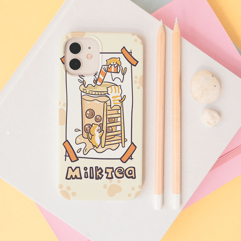 第2件半价/原创插画手机壳猫咪奶茶适用于苹果15promaxiPhone14plus13mini韩国二合一菲林亚克力磁吸华为