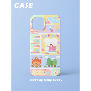 第2件半价/原创插画手机壳卡通插画适用于苹果15promaxiPhone14plus13mini韩国二合一菲林亚克力磁吸华为