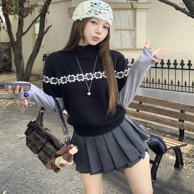 费尔岛复古提花短袖针织衫