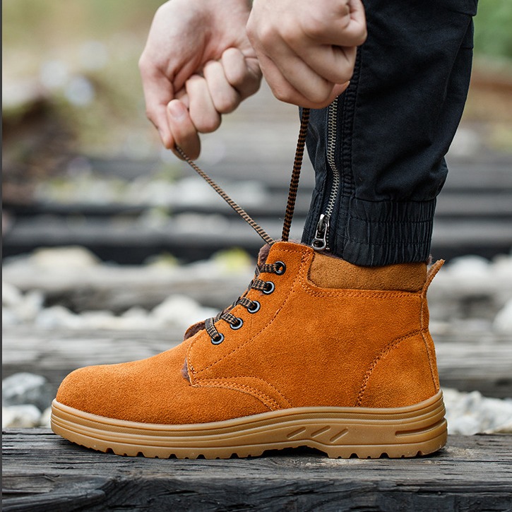 轻便钢头带钢板耐磨高帮工作鞋男