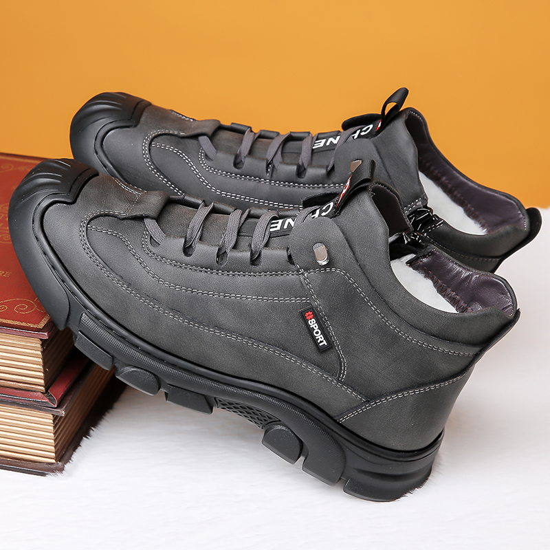 保暖棉皮靴厚底耐磨防滑工作鞋