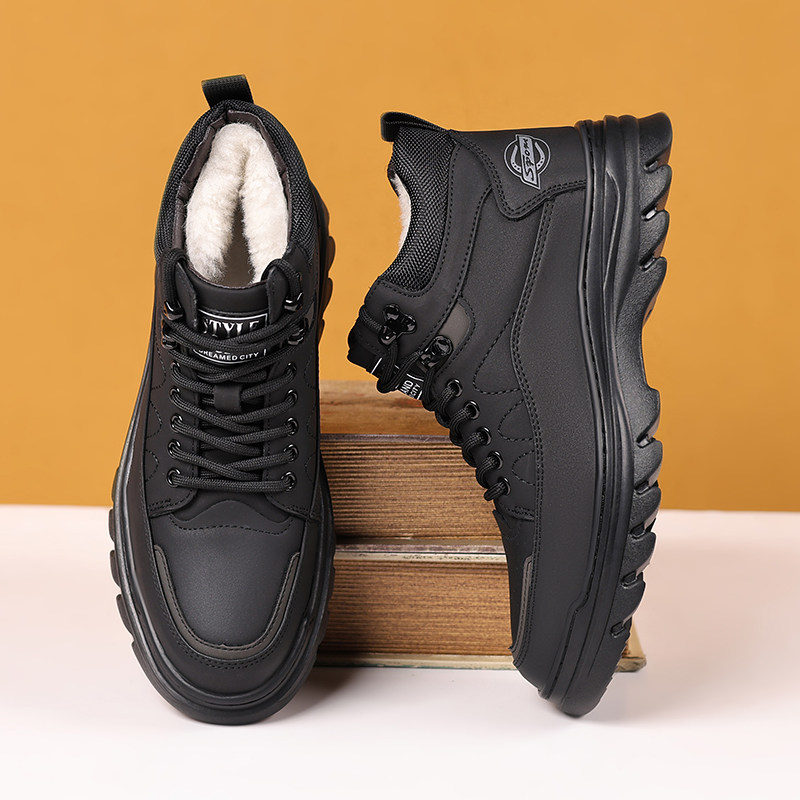 冬季高帮加绒毛棉鞋男士款软皮软底休闲棉皮鞋男爸爸鞋雪地靴男鞋,流行男鞋,棉鞋,淘宝优惠券,粉丝福利购,淘宝优惠卷