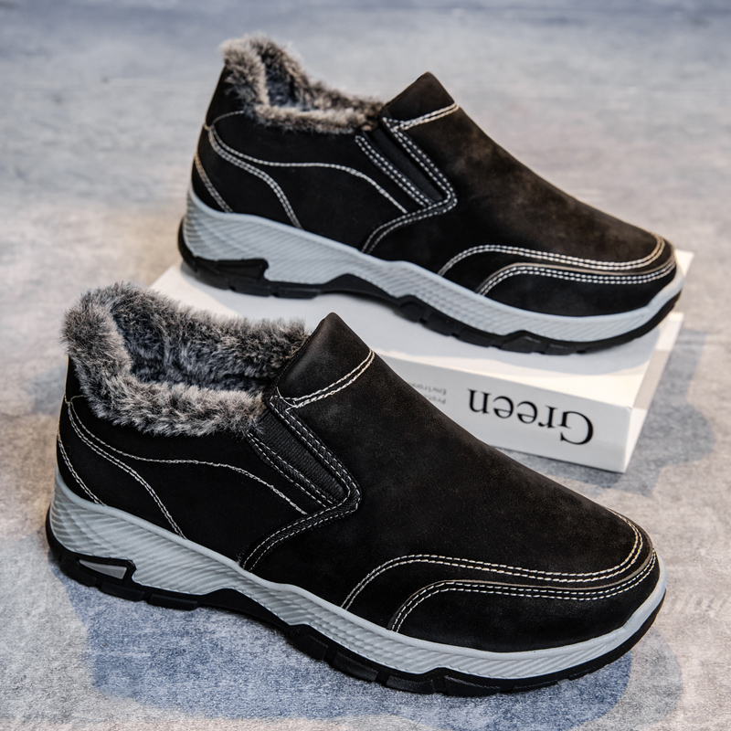 2025新款冬季男鞋子加绒棉鞋加厚保暖发防滑软底工作鞋一脚蹬45码