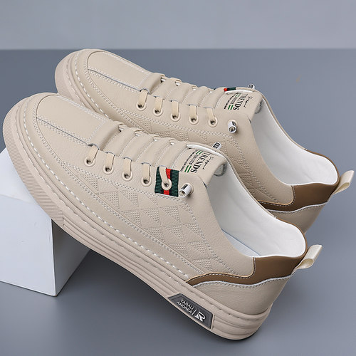 飞行员皮鞋轻便软底防水小白潮鞋