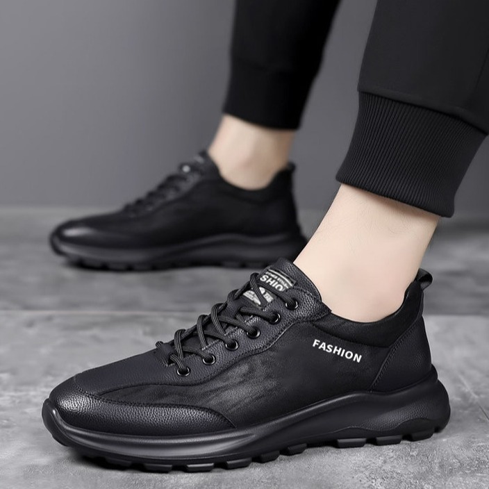 皮面工作鞋软底防滑运动休闲鞋男