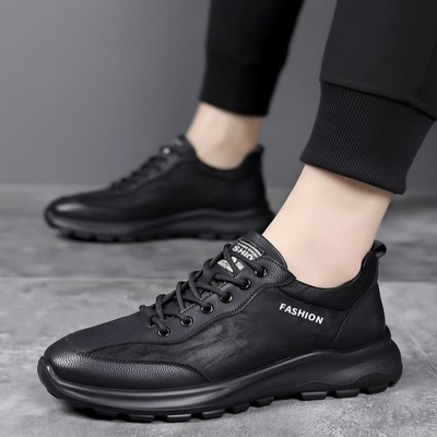 皮面工作鞋软底防滑运动休闲鞋男