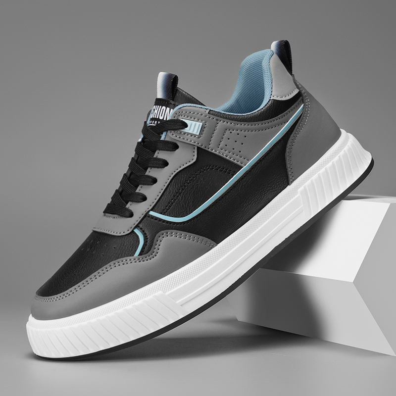 百搭板鞋透气运动休闲鞋皮面男鞋