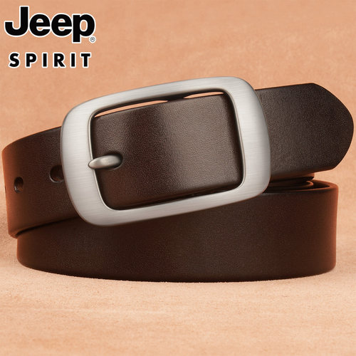 jeep针扣头层牛皮时尚休闲腰带