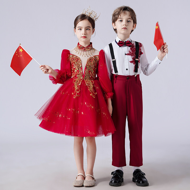 儿童合唱演出服小学生女童公主裙
