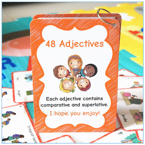 Adjective形容比较级英语闪卡幼儿儿童小学启蒙早教教具单词卡片